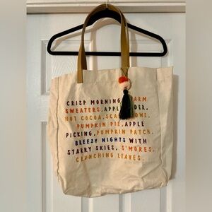 Fall Canvas Tote Bag with Colorful Text
